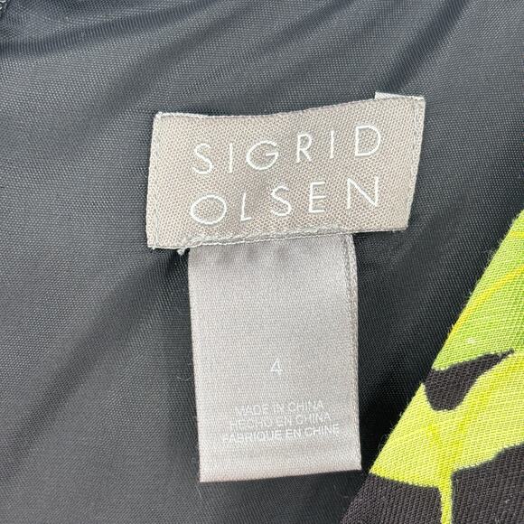 Sigrid Olsen Dress Womens Size 4 Black Floral Linen Blend Fully Lined Sleeveless - Picture 2 of 12